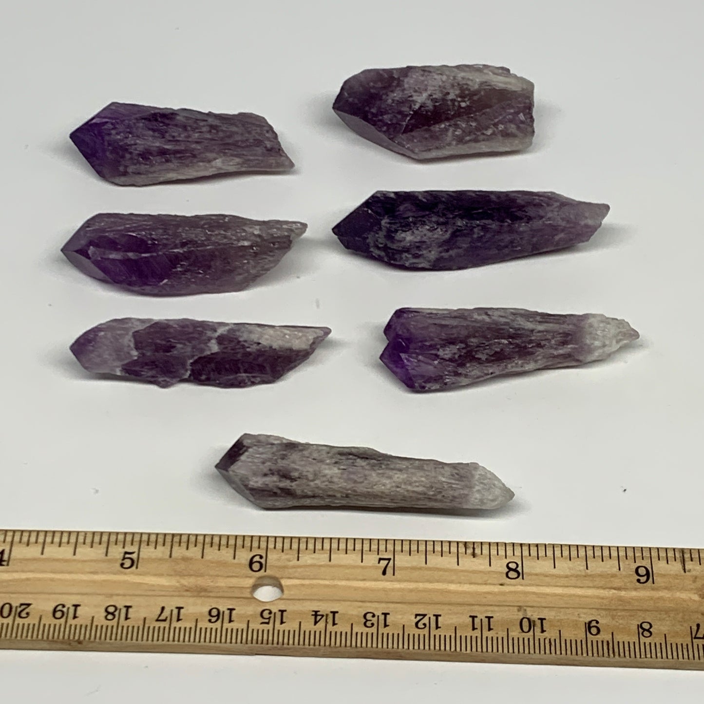 132.9g, 1.9" - 2.5", 7pcs, Amethyst Point Polished Rough lower part @Brazil, B28