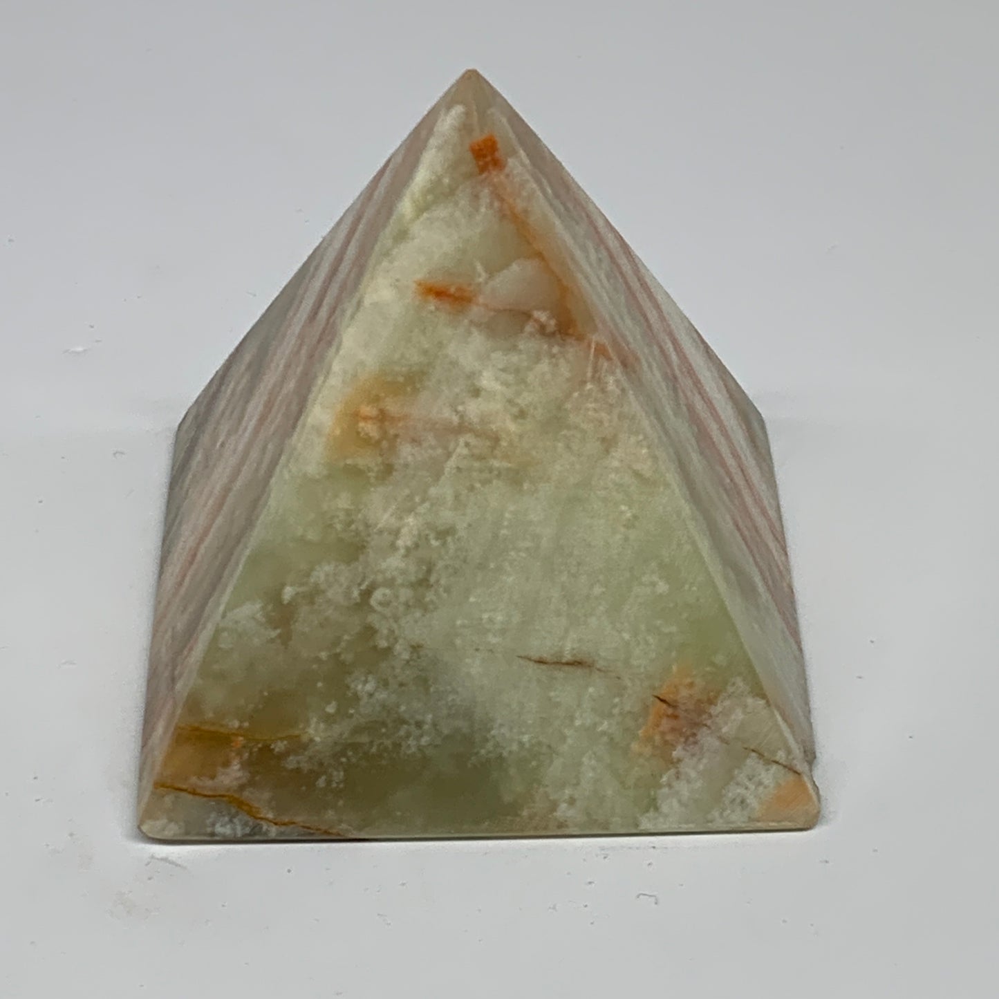 0.93 lbs, 3"x3"x3", Green Onyx Pyramid Gemstone Crystal, B32475