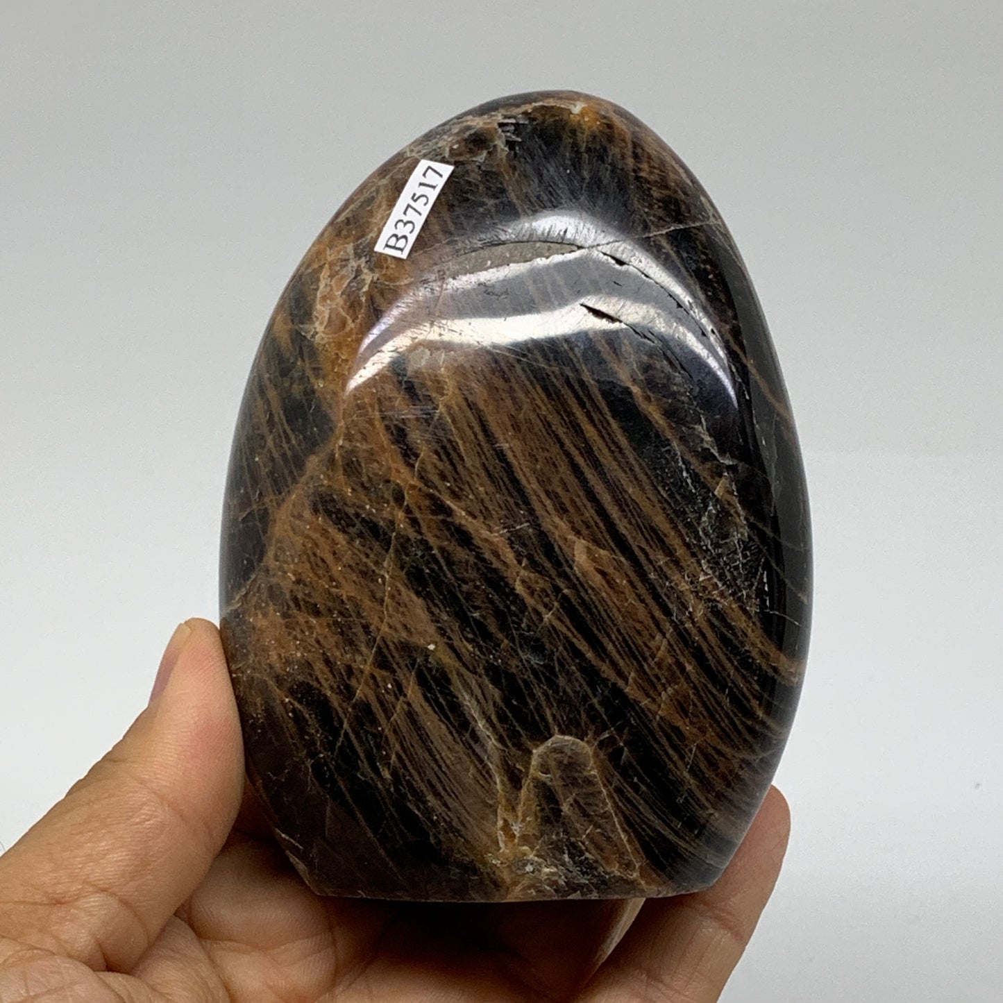 0.99 lbs, 4"x3"x1.5", Black Moonstone Freeform Polished Crystal, B37517