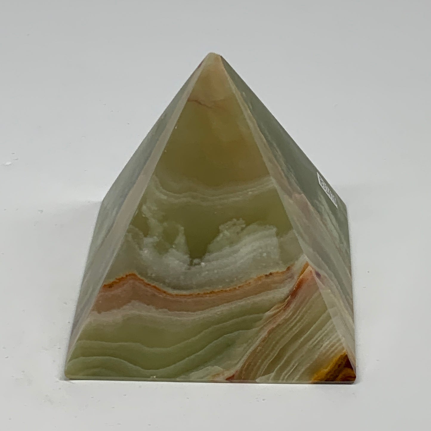 0.82 lbs, 2.8"x2.8"x2.8", Green Onyx Pyramid Gemstone Crystal, B32476