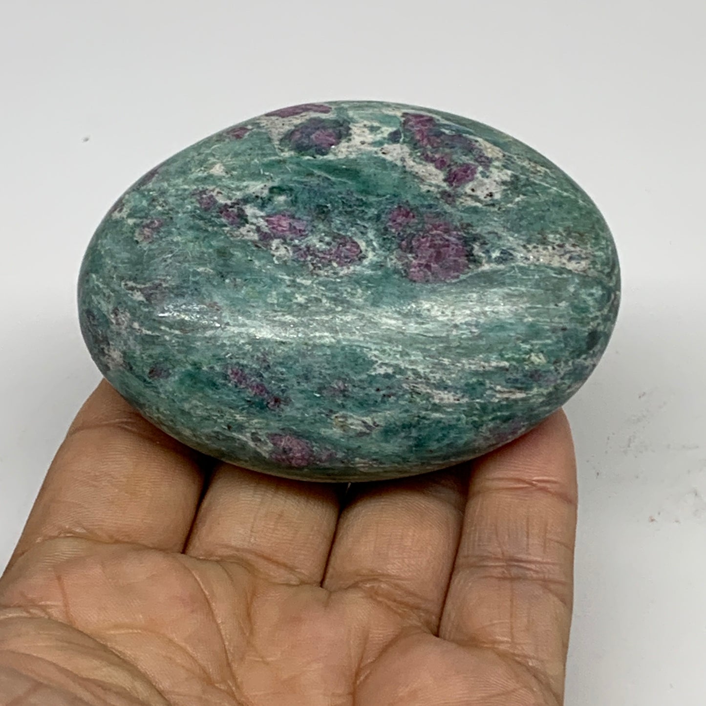 174.2g, 2.9"x2.2"x1", Natural Ruby Zoisite Palm-Stone Gemstone, B34490