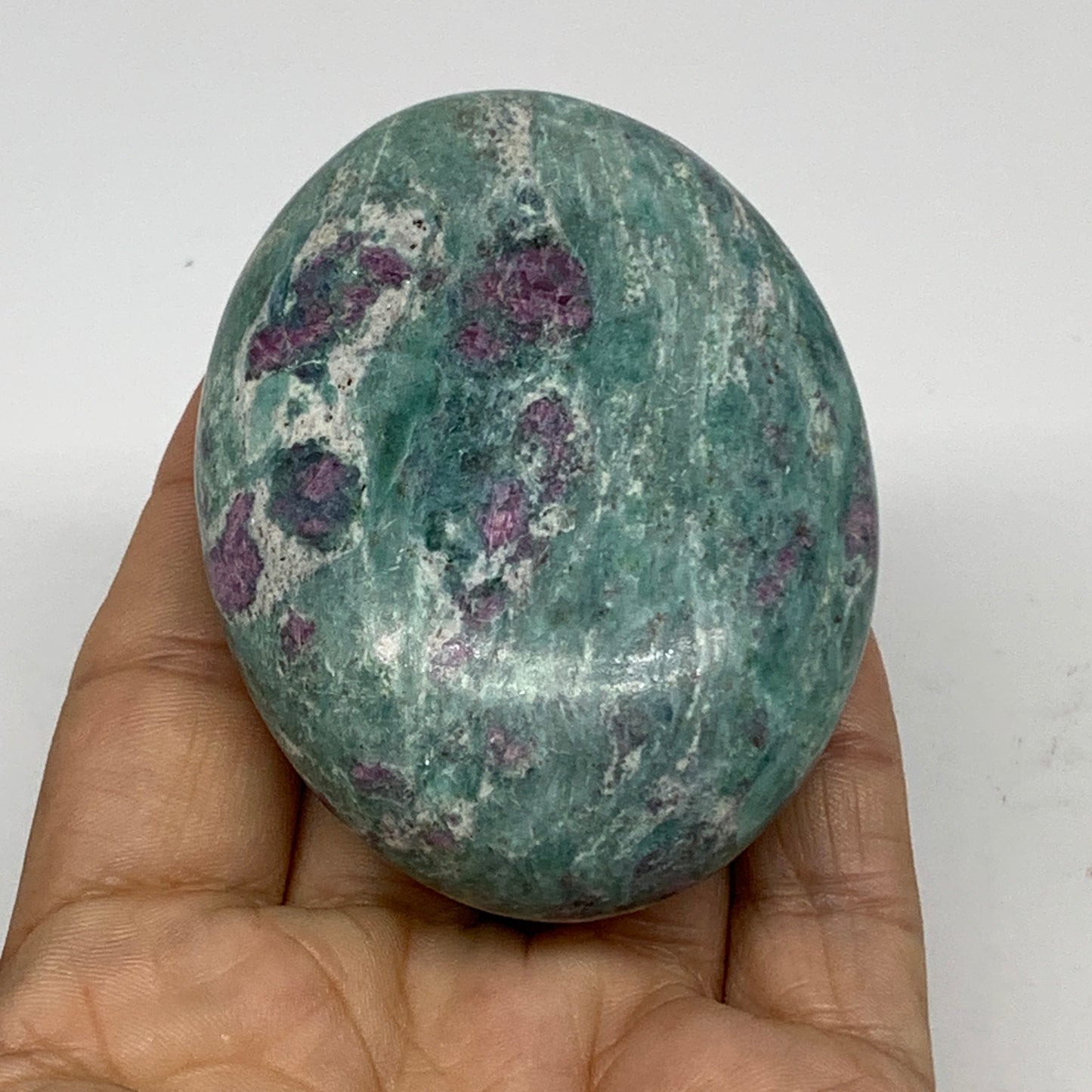 174.2g, 2.9"x2.2"x1", Natural Ruby Zoisite Palm-Stone Gemstone, B34490