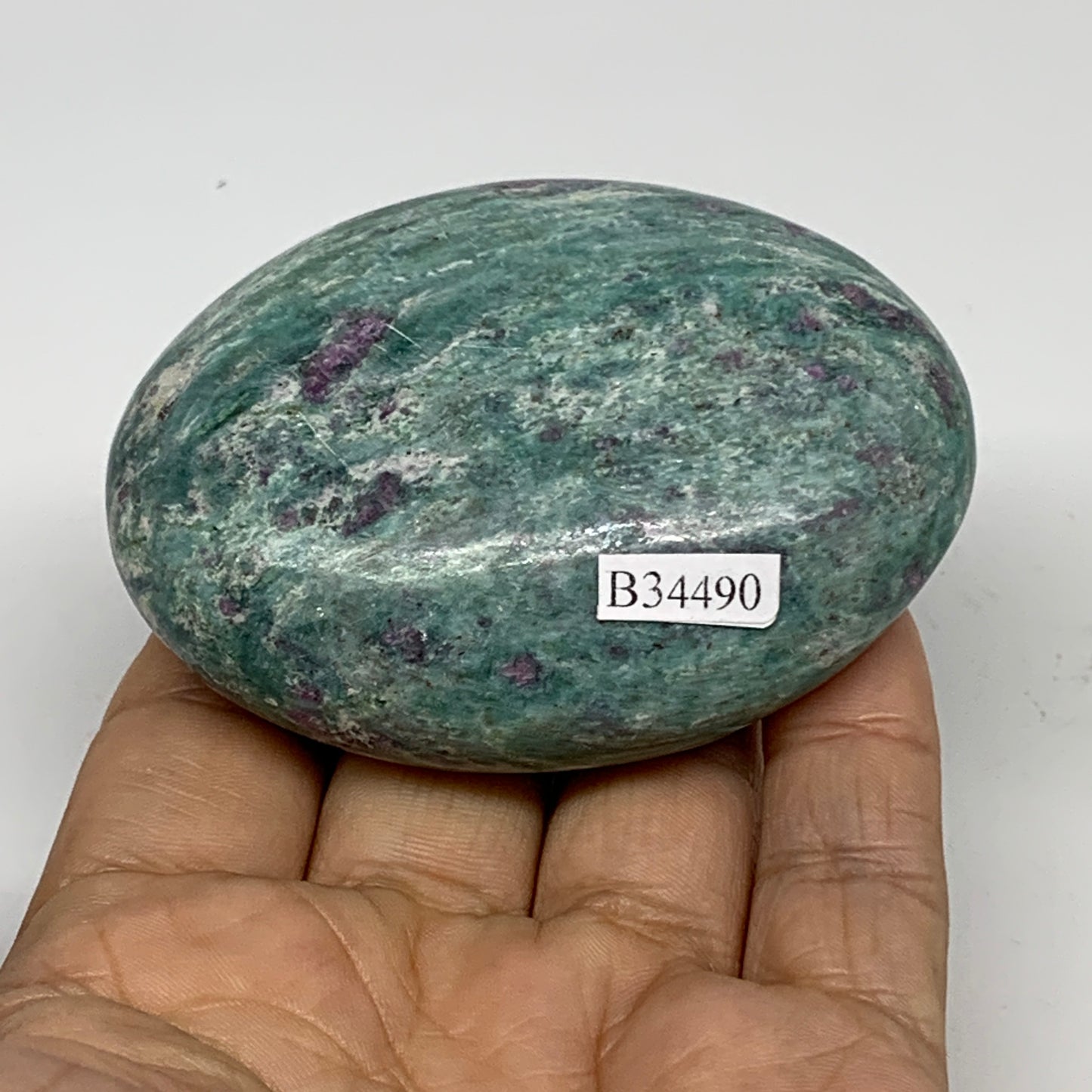 174.2g, 2.9"x2.2"x1", Natural Ruby Zoisite Palm-Stone Gemstone, B34490