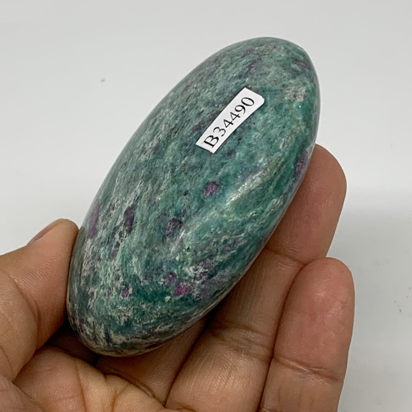 174.2g, 2.9"x2.2"x1", Natural Ruby Zoisite Palm-Stone Gemstone, B34490