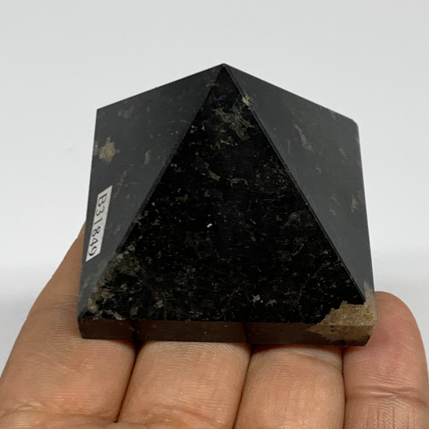 128.2g, 1.6"x1.9"x1.9", Black Tourmaline Pyramid Gemstone,Healing Crystal, B3184
