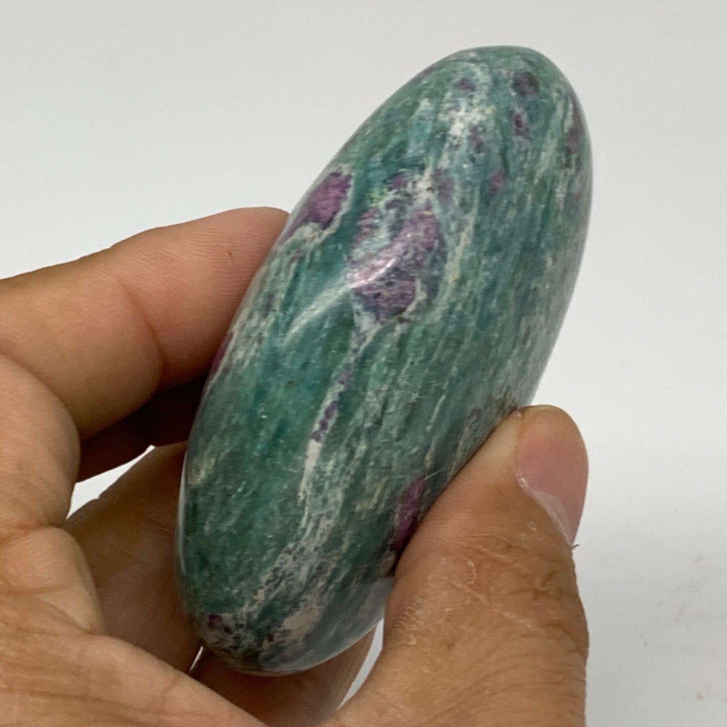 174.2g, 2.9"x2.2"x1", Natural Ruby Zoisite Palm-Stone Gemstone, B34490