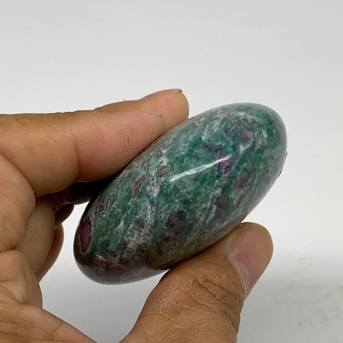 174.2g, 2.9"x2.2"x1", Natural Ruby Zoisite Palm-Stone Gemstone, B34490