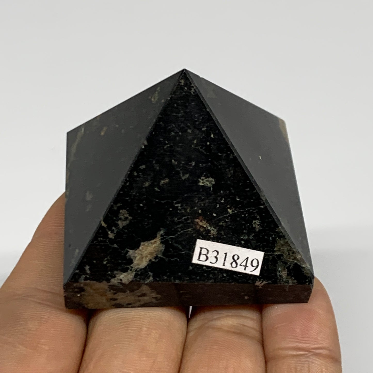 128.2g, 1.6"x1.9"x1.9", Black Tourmaline Pyramid Gemstone,Healing Crystal, B3184