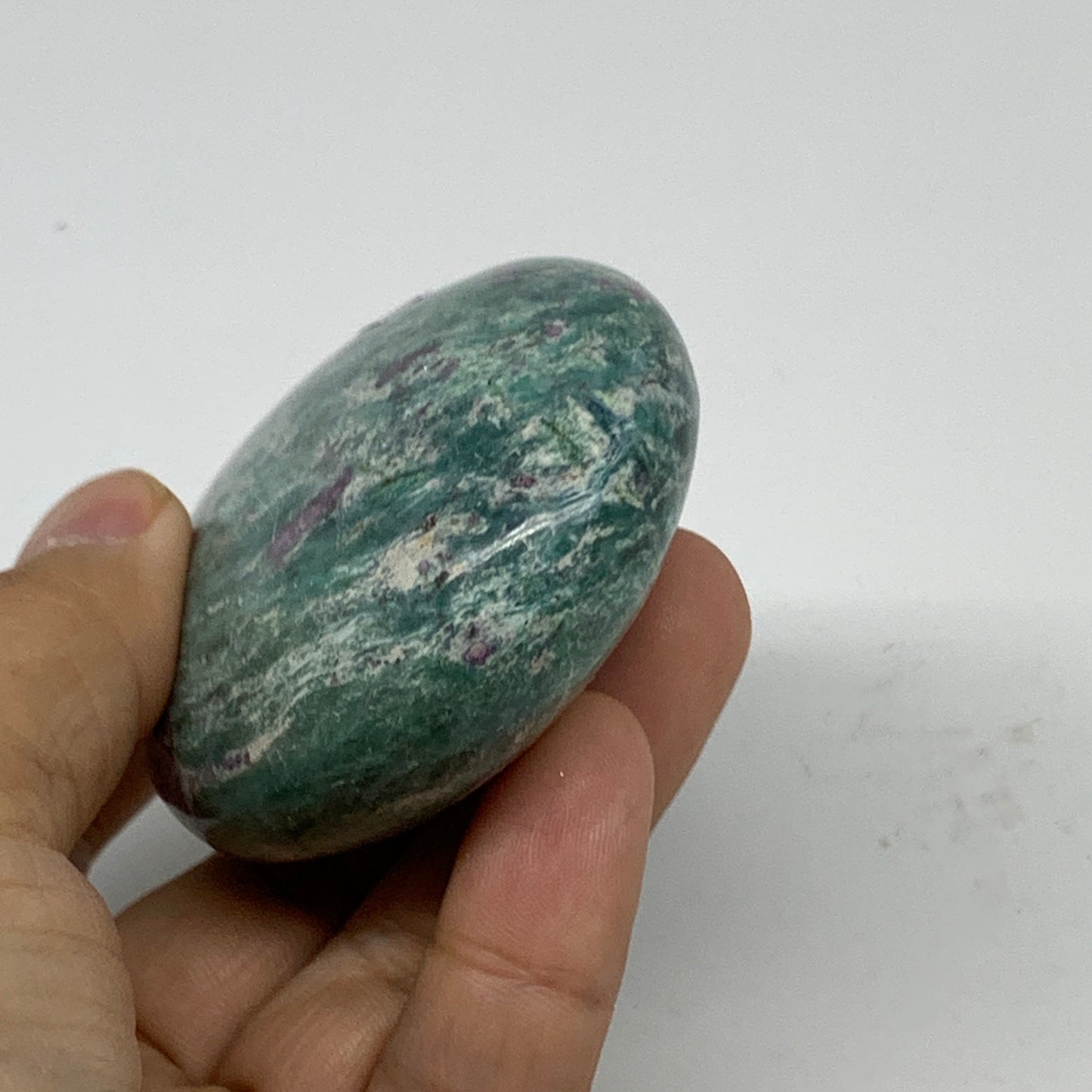 174.2g, 2.9"x2.2"x1", Natural Ruby Zoisite Palm-Stone Gemstone, B34490