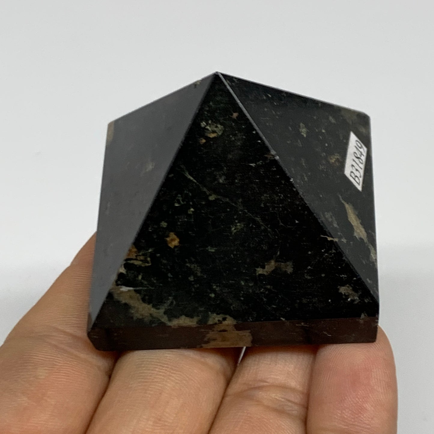 128.2g, 1.6"x1.9"x1.9", Black Tourmaline Pyramid Gemstone,Healing Crystal, B3184