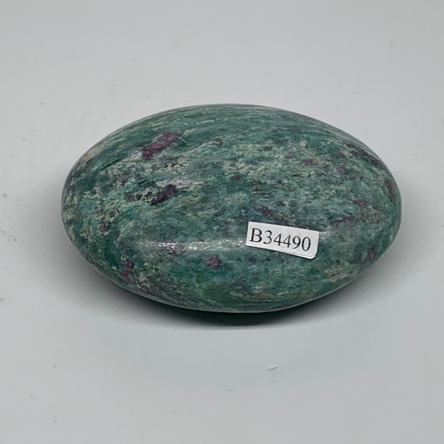 174.2g, 2.9"x2.2"x1", Natural Ruby Zoisite Palm-Stone Gemstone, B34490