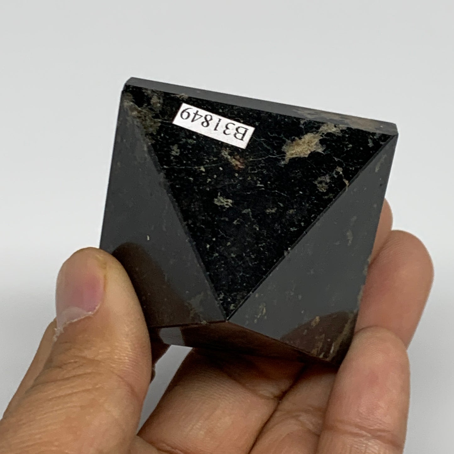 128.2g, 1.6"x1.9"x1.9", Black Tourmaline Pyramid Gemstone,Healing Crystal, B3184