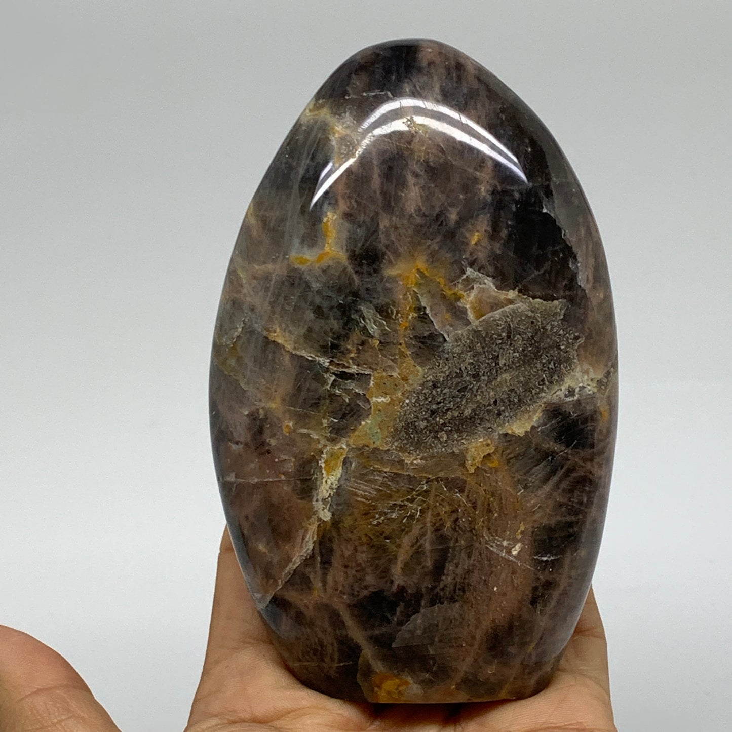 1 lbs, 4.6"x2.9"x1.5", Black Moonstone Freeform Polished Crystal, B37518