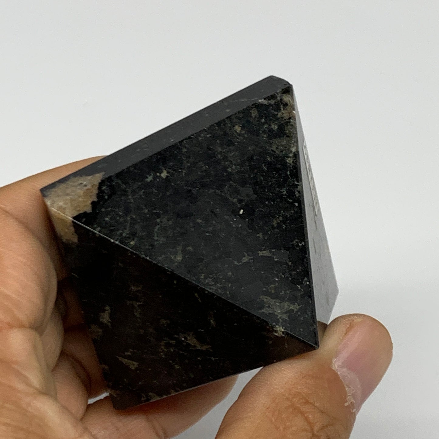 128.2g, 1.6"x1.9"x1.9", Black Tourmaline Pyramid Gemstone,Healing Crystal, B3184