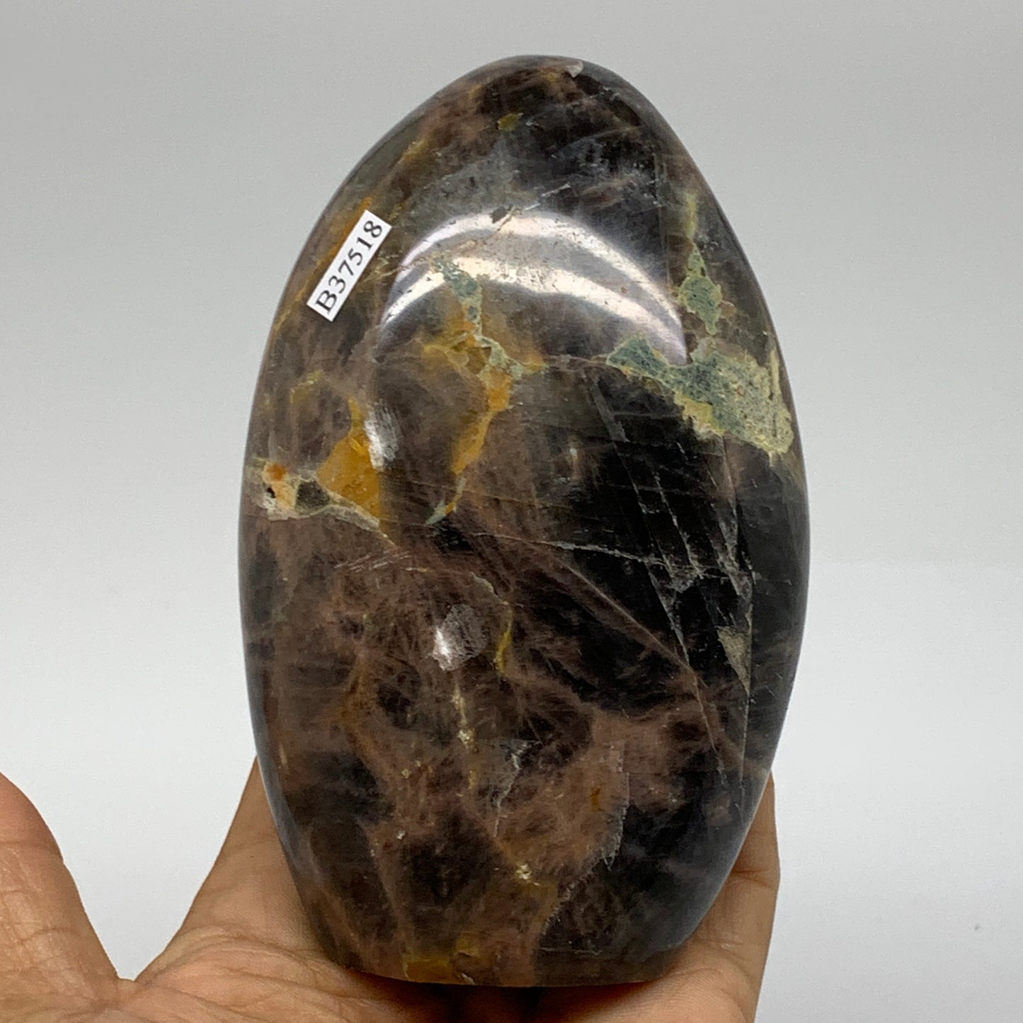 1 lbs, 4.6"x2.9"x1.5", Black Moonstone Freeform Polished Crystal, B37518