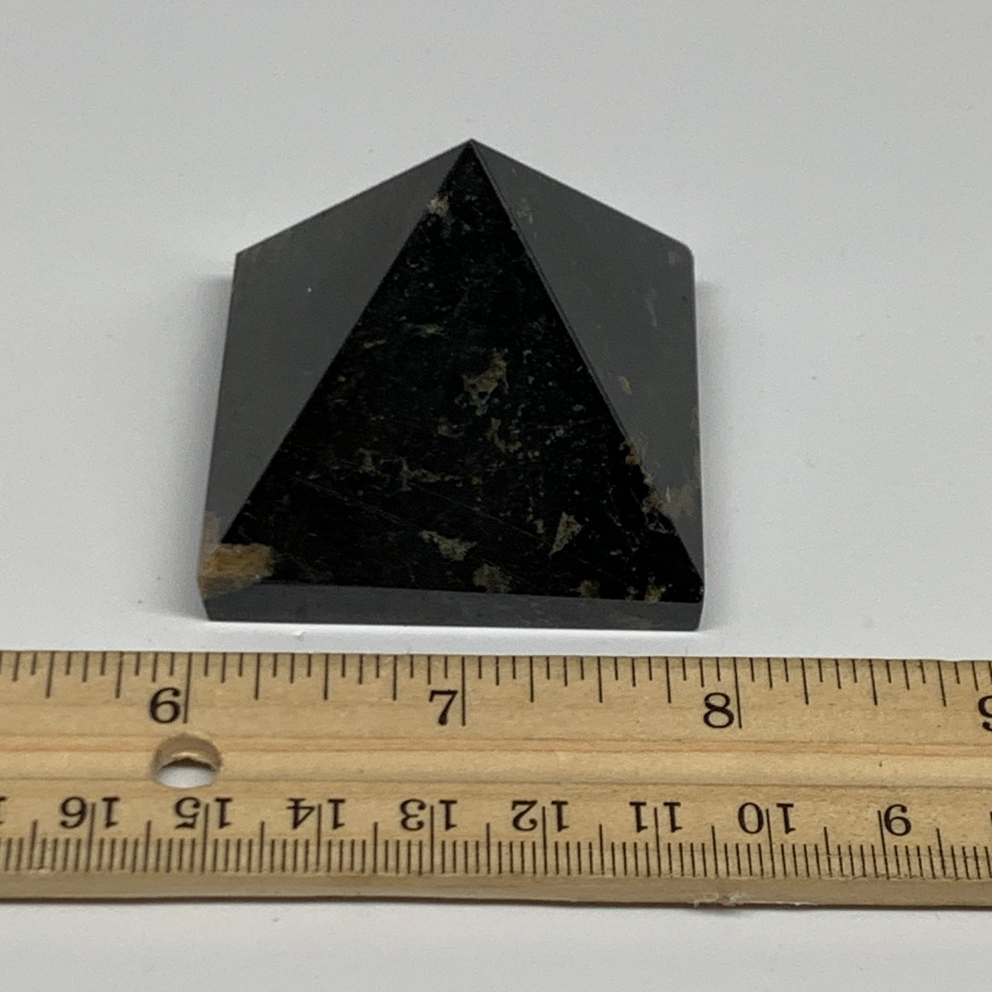 128.2g, 1.6"x1.9"x1.9", Black Tourmaline Pyramid Gemstone,Healing Crystal, B3184
