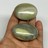 96.9g, 1.9"- 2", 2pcs, Natural Serpentine Palm-Stone Reiki @India, B29588