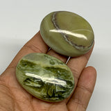 96.9g, 1.9"- 2", 2pcs, Natural Serpentine Palm-Stone Reiki @India, B29588