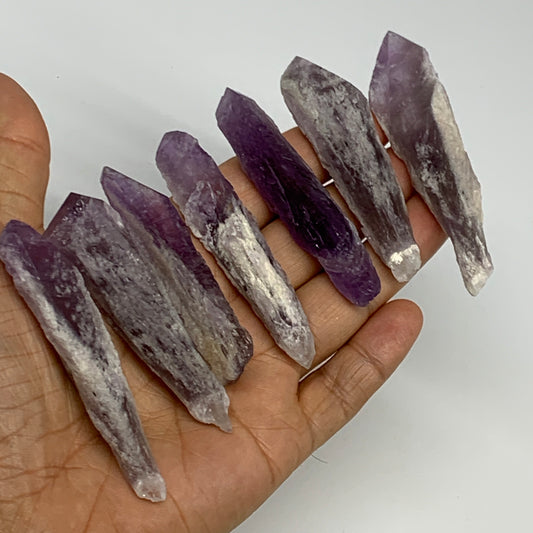 125g, 2.6" - 3.2", 7pcs, Amethyst Point Polished Rough lower part @Brazil, B2884