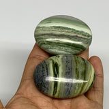 125.1g, 2"- 2.1", 2pcs, Natural Serpentine Palm-Stone Reiki @India, B29586