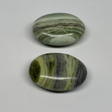 125.1g, 2"- 2.1", 2pcs, Natural Serpentine Palm-Stone Reiki @India, B29586