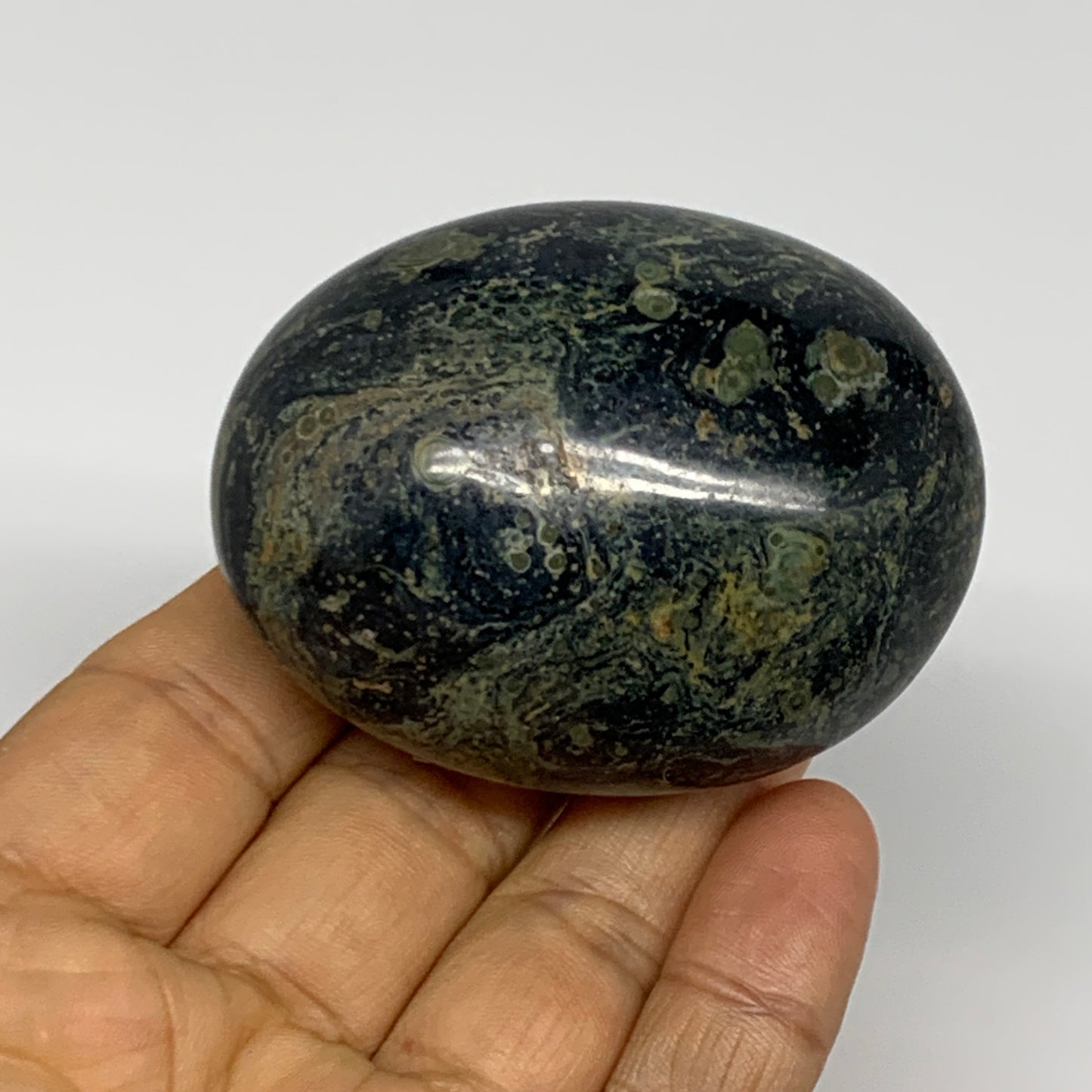 153.8g, 2.4"x1.9"x1.4", Crocodile Kambaba Jasper Palm-Stone @Madagascar, B28048