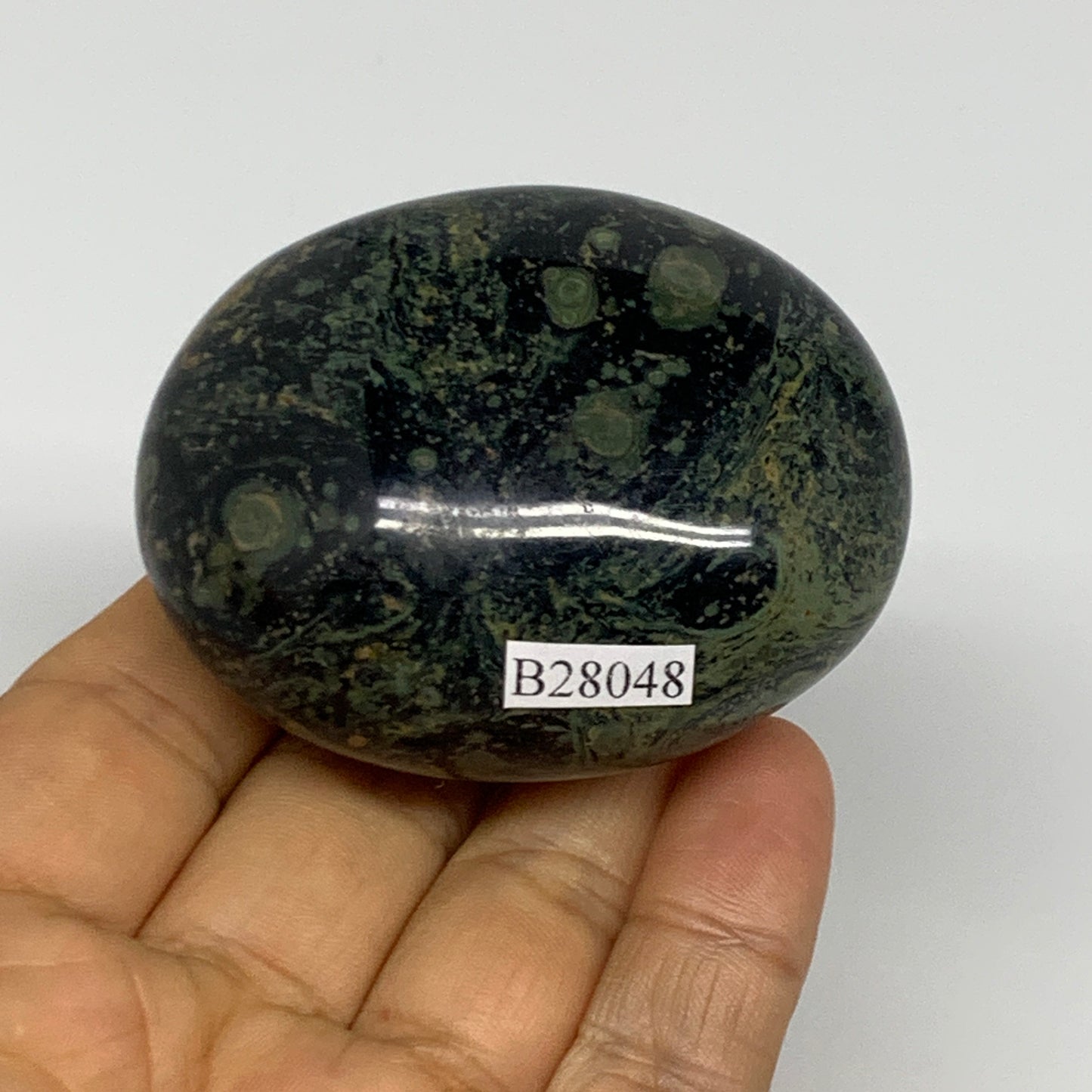 153.8g, 2.4"x1.9"x1.4", Crocodile Kambaba Jasper Palm-Stone @Madagascar, B28048