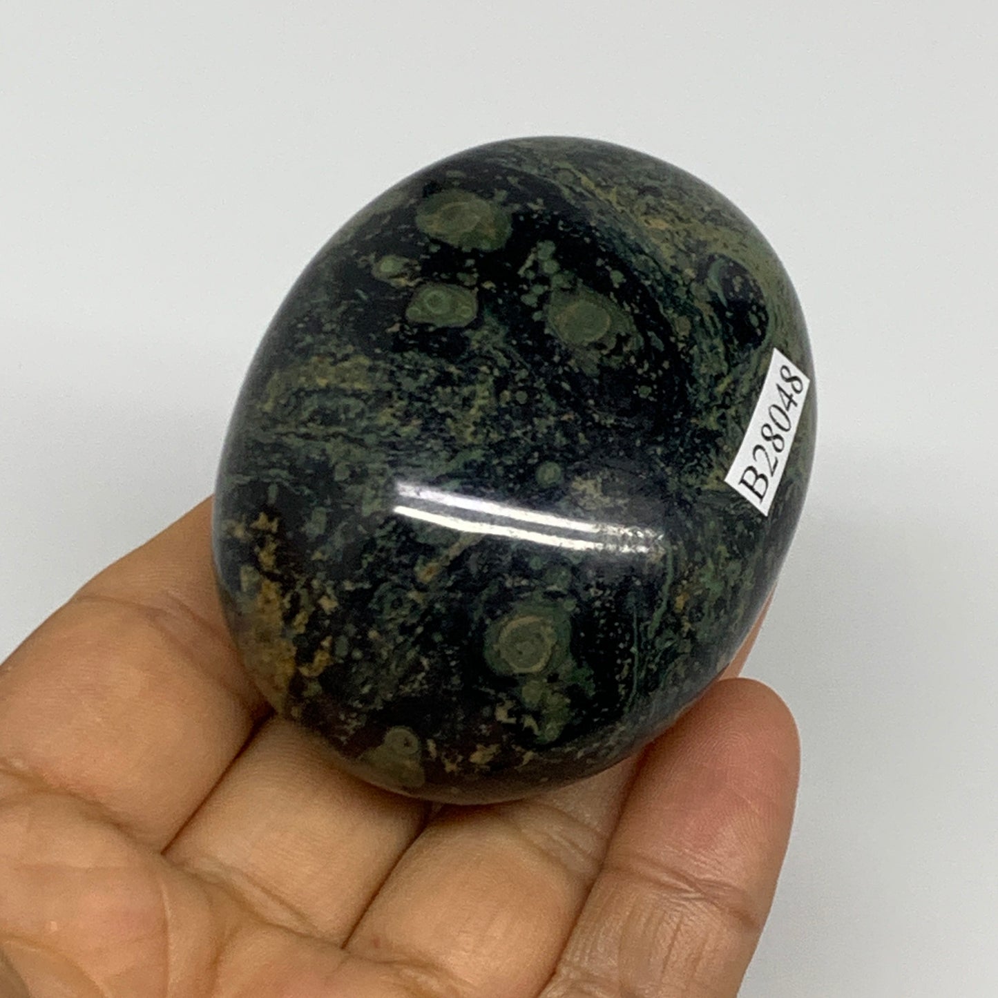 153.8g, 2.4"x1.9"x1.4", Crocodile Kambaba Jasper Palm-Stone @Madagascar, B28048