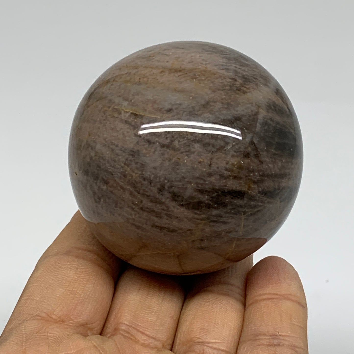 0.54 lbs, 2.2"(56mm), Black Moonstone Sphere Ball Gemstone Polished, B37524