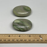114.7g, 2"- 2.1", 2pcs, Natural Serpentine Palm-Stone Reiki @India, B29582