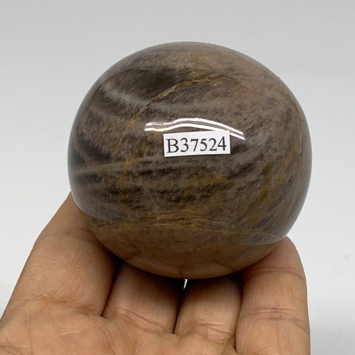0.54 lbs, 2.2"(56mm), Black Moonstone Sphere Ball Gemstone Polished, B37524