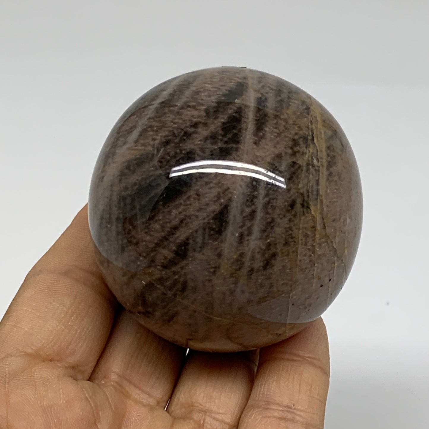 0.54 lbs, 2.2"(56mm), Black Moonstone Sphere Ball Gemstone Polished, B37524
