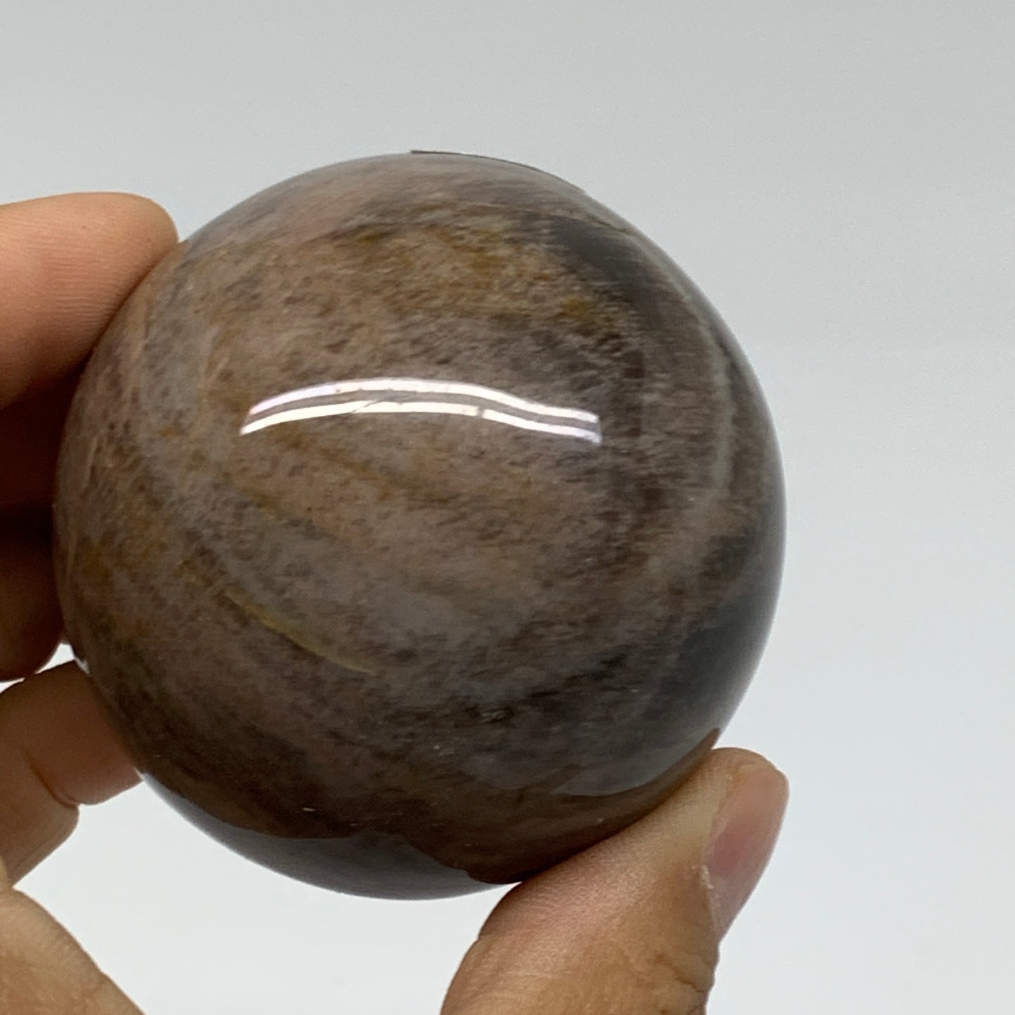 0.54 lbs, 2.2"(56mm), Black Moonstone Sphere Ball Gemstone Polished, B37524
