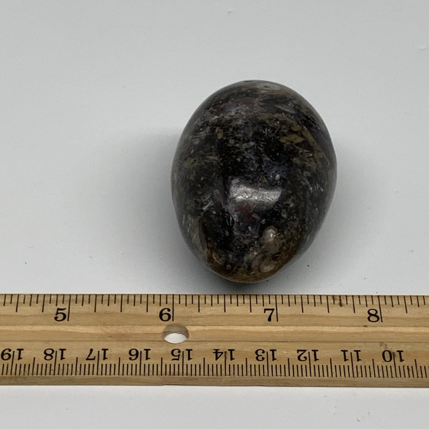 142g, 2.3"x1.6", Natural Fossil Orthoceras Stone Egg from Morocco, B31056