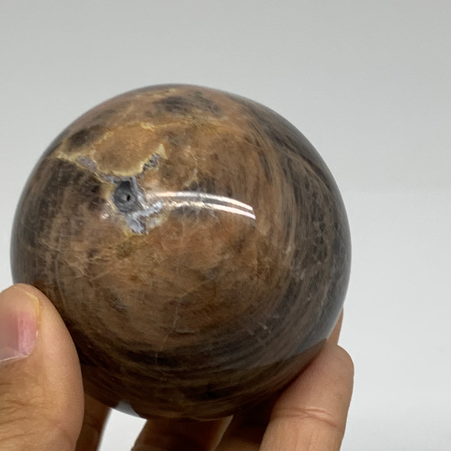 0.83 lbs, 2.6"(65mm), Black Moonstone Sphere Ball Gemstone Polished, B37525