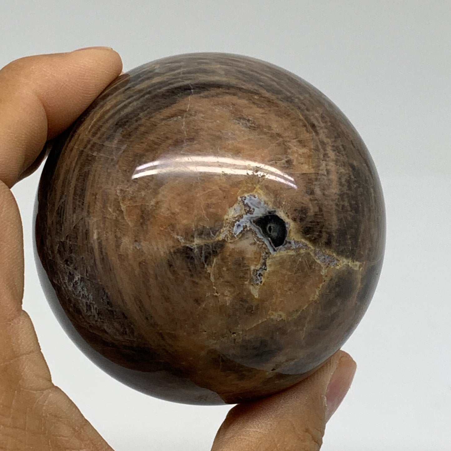 0.83 lbs, 2.6"(65mm), Black Moonstone Sphere Ball Gemstone Polished, B37525