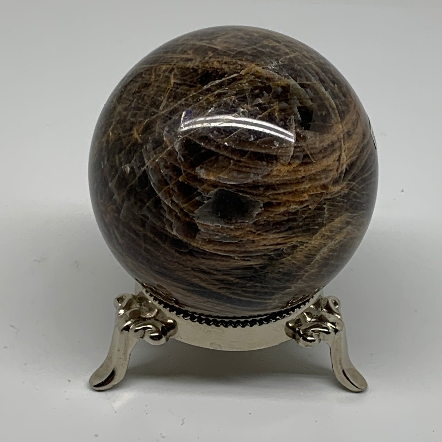 0.83 lbs, 2.6"(65mm), Black Moonstone Sphere Ball Gemstone Polished, B37525