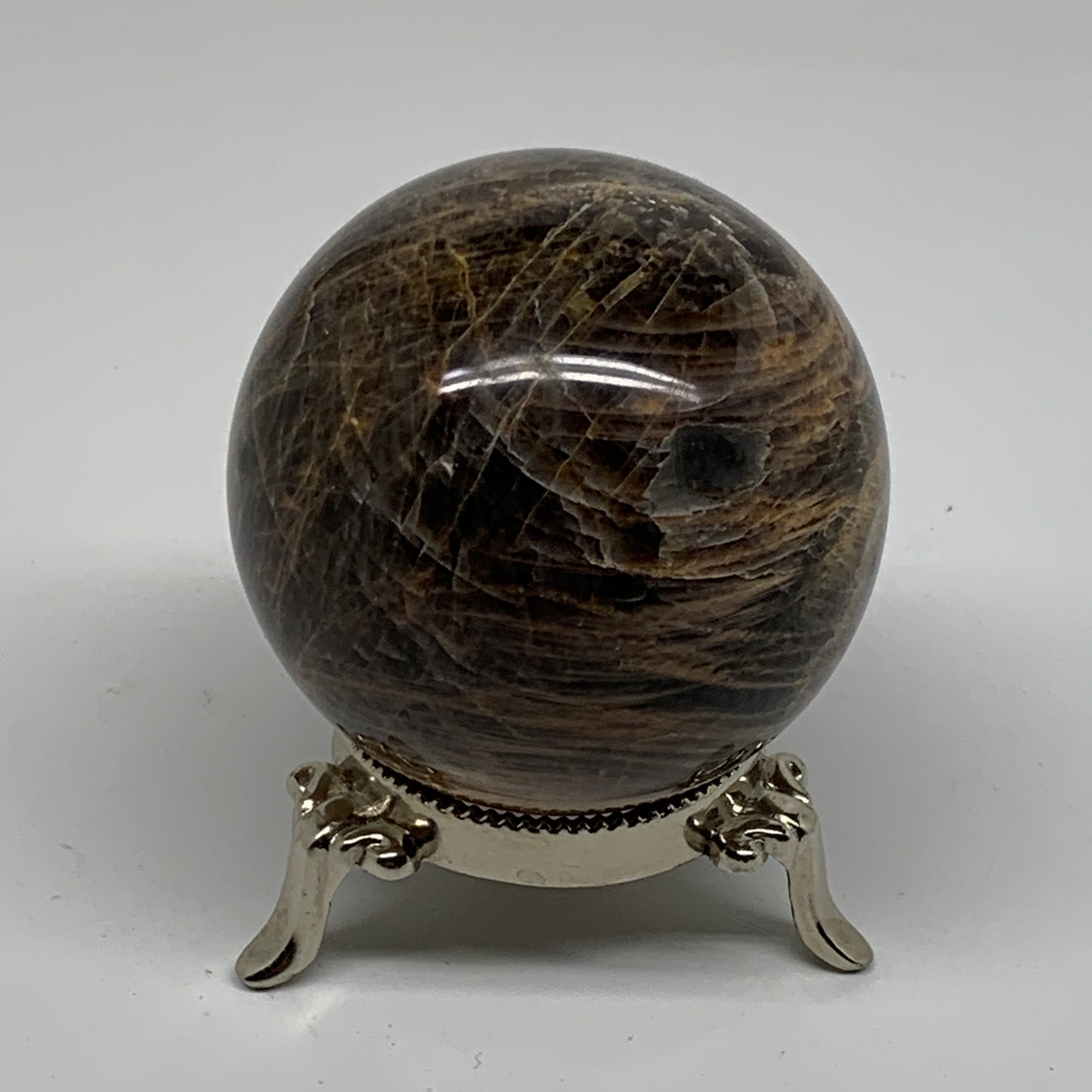 0.83 lbs, 2.6"(65mm), Black Moonstone Sphere Ball Gemstone Polished, B37525