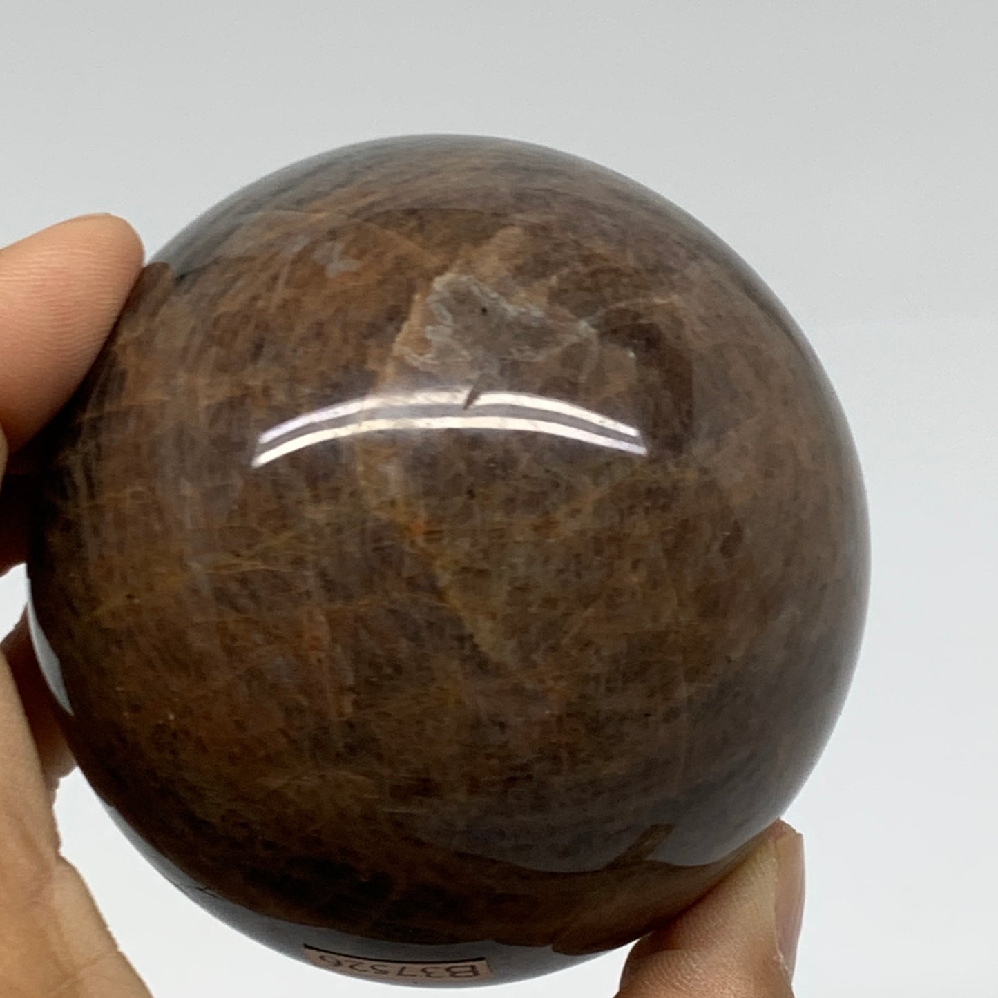 0.94 lbs, 2.7"(68mm), Black Moonstone Sphere Ball Gemstone Polished, B37526