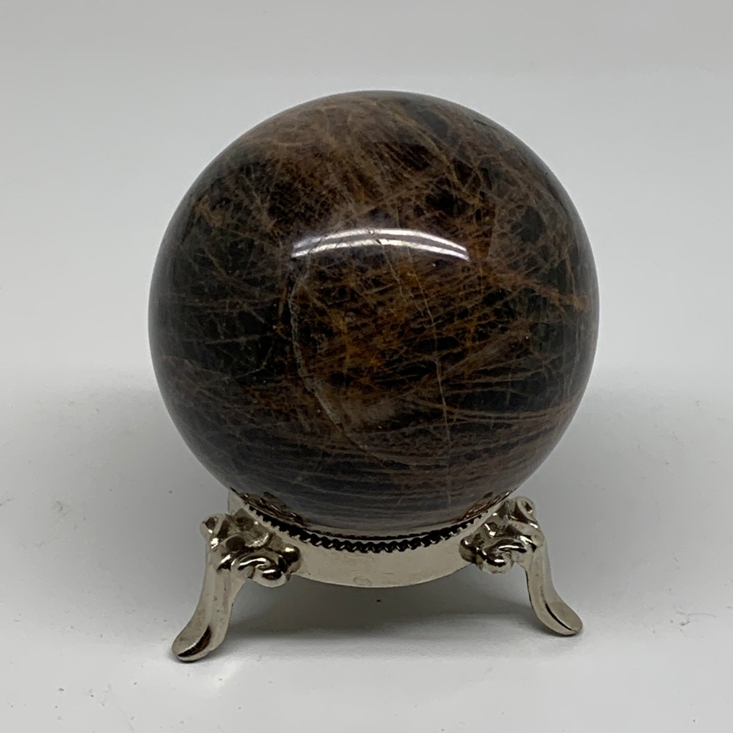 0.94 lbs, 2.7"(68mm), Black Moonstone Sphere Ball Gemstone Polished, B37526