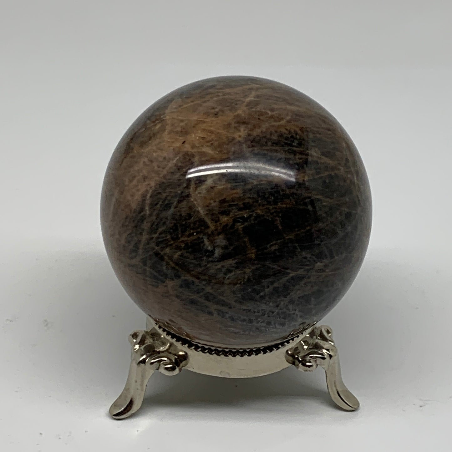 0.94 lbs, 2.7"(68mm), Black Moonstone Sphere Ball Gemstone Polished, B37526