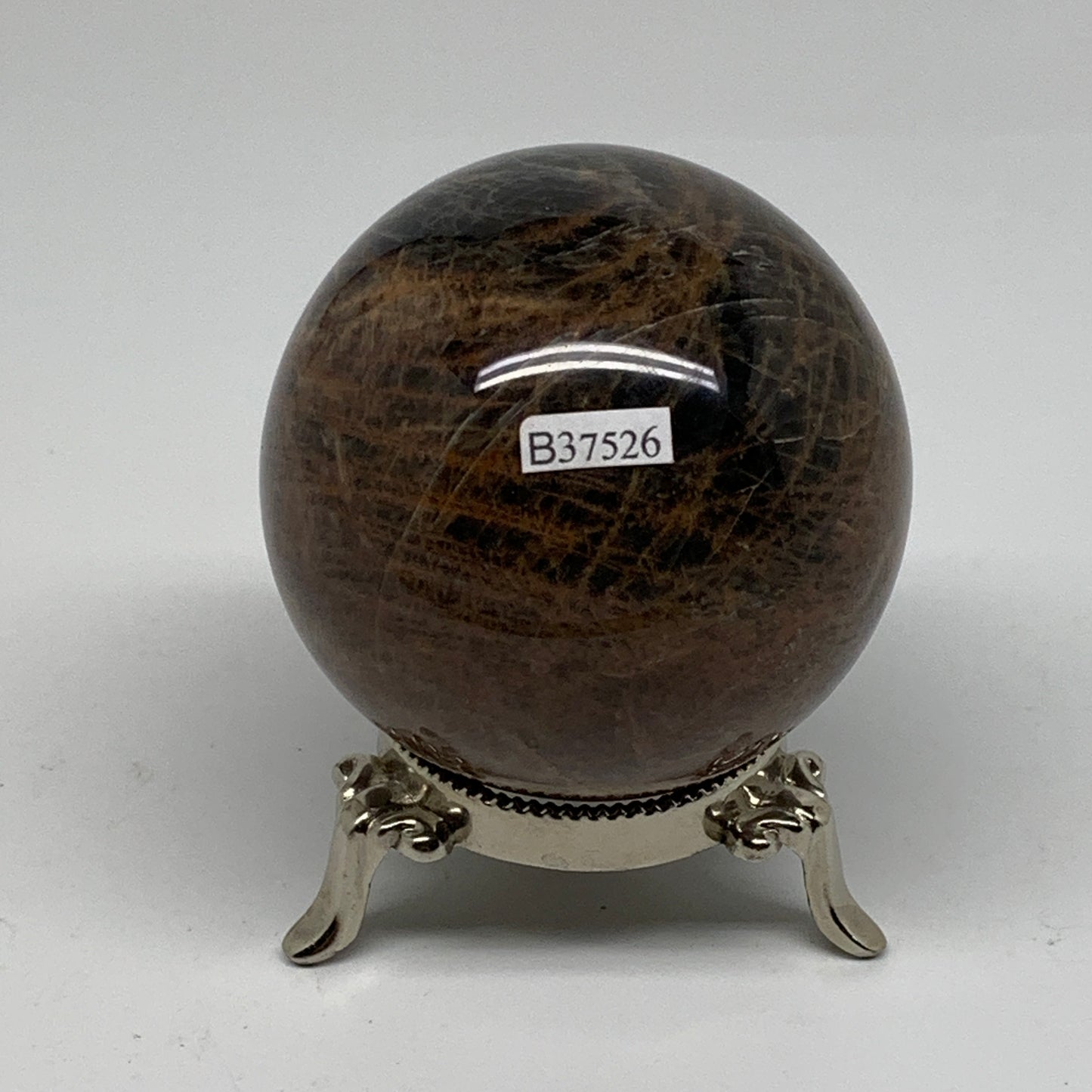 0.94 lbs, 2.7"(68mm), Black Moonstone Sphere Ball Gemstone Polished, B37526