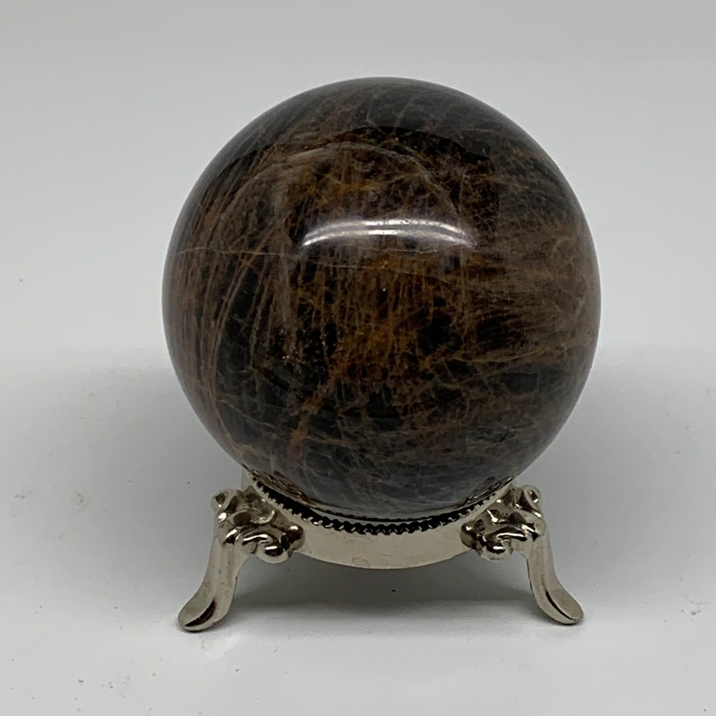 0.94 lbs, 2.7"(68mm), Black Moonstone Sphere Ball Gemstone Polished, B37526
