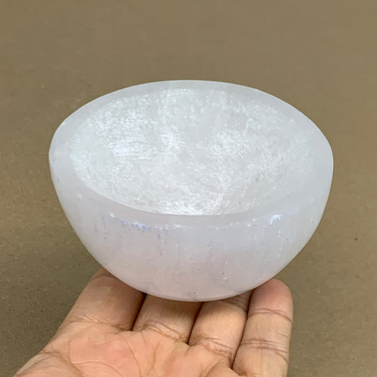 0.8 lbs, 3.3" Natural Round Selenite Bowl Crystals from Morocco, B35934