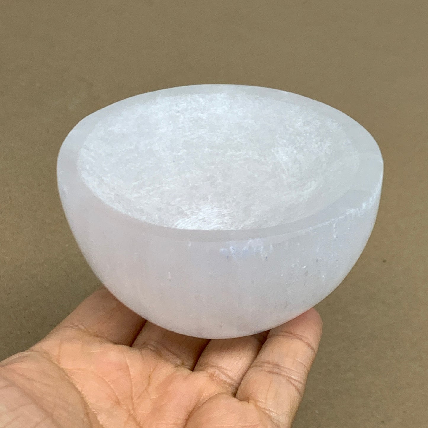 0.8 lbs, 3.3" Natural Round Selenite Bowl Crystals from Morocco, B35934