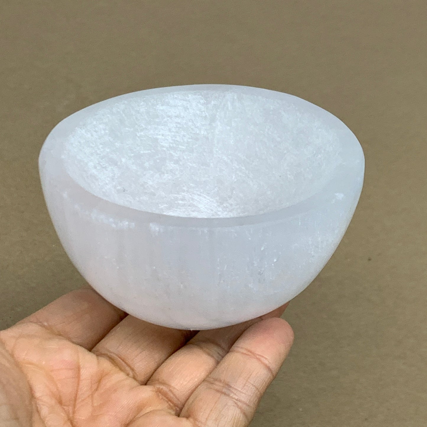 0.8 lbs, 3.3" Natural Round Selenite Bowl Crystals from Morocco, B35934