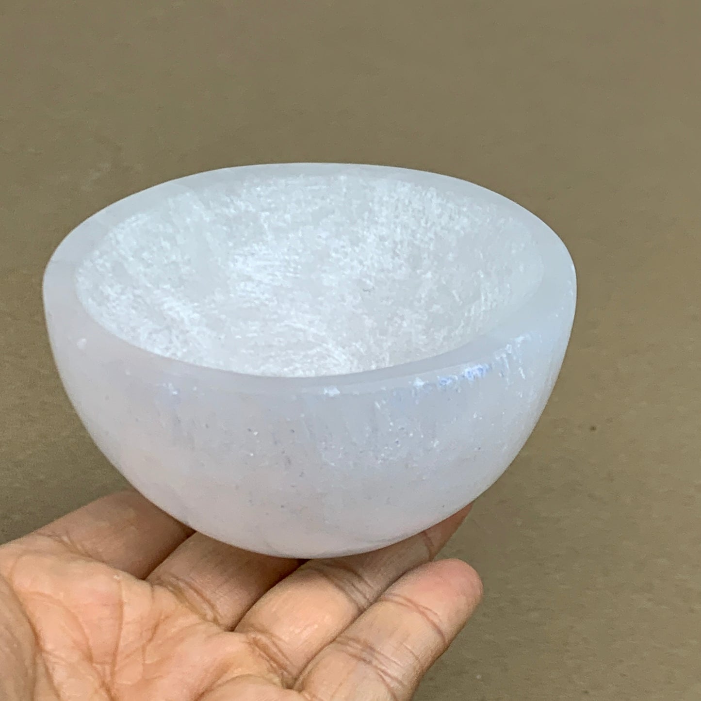 0.8 lbs, 3.3" Natural Round Selenite Bowl Crystals from Morocco, B35934