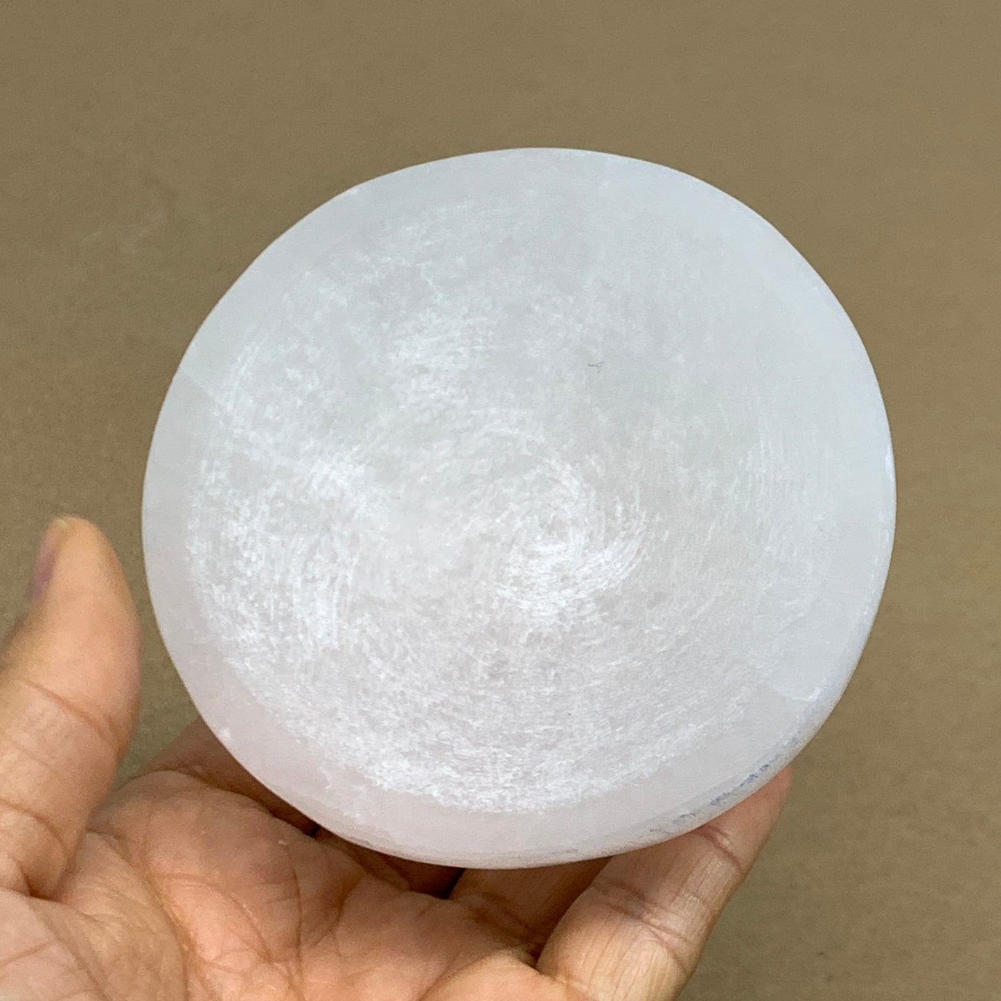 0.8 lbs, 3.3" Natural Round Selenite Bowl Crystals from Morocco, B35934