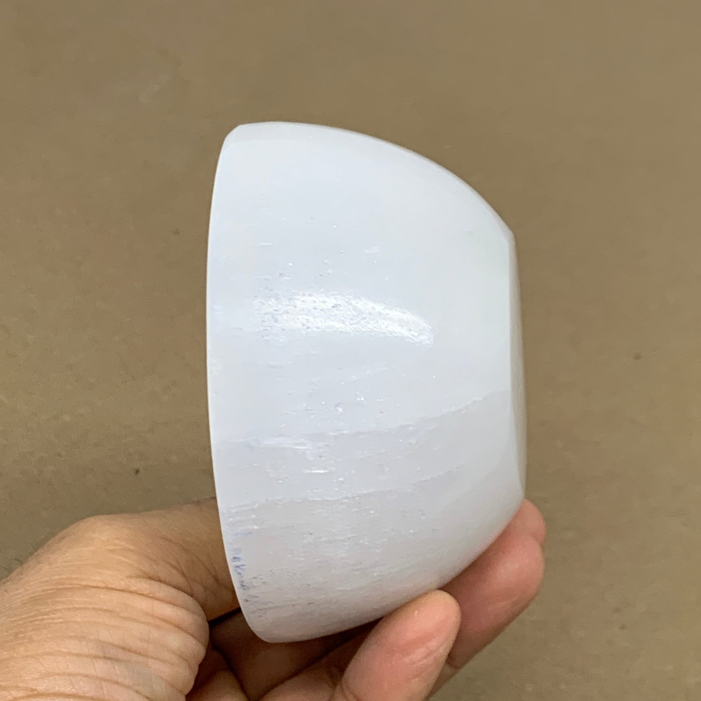 0.8 lbs, 3.3" Natural Round Selenite Bowl Crystals from Morocco, B35934