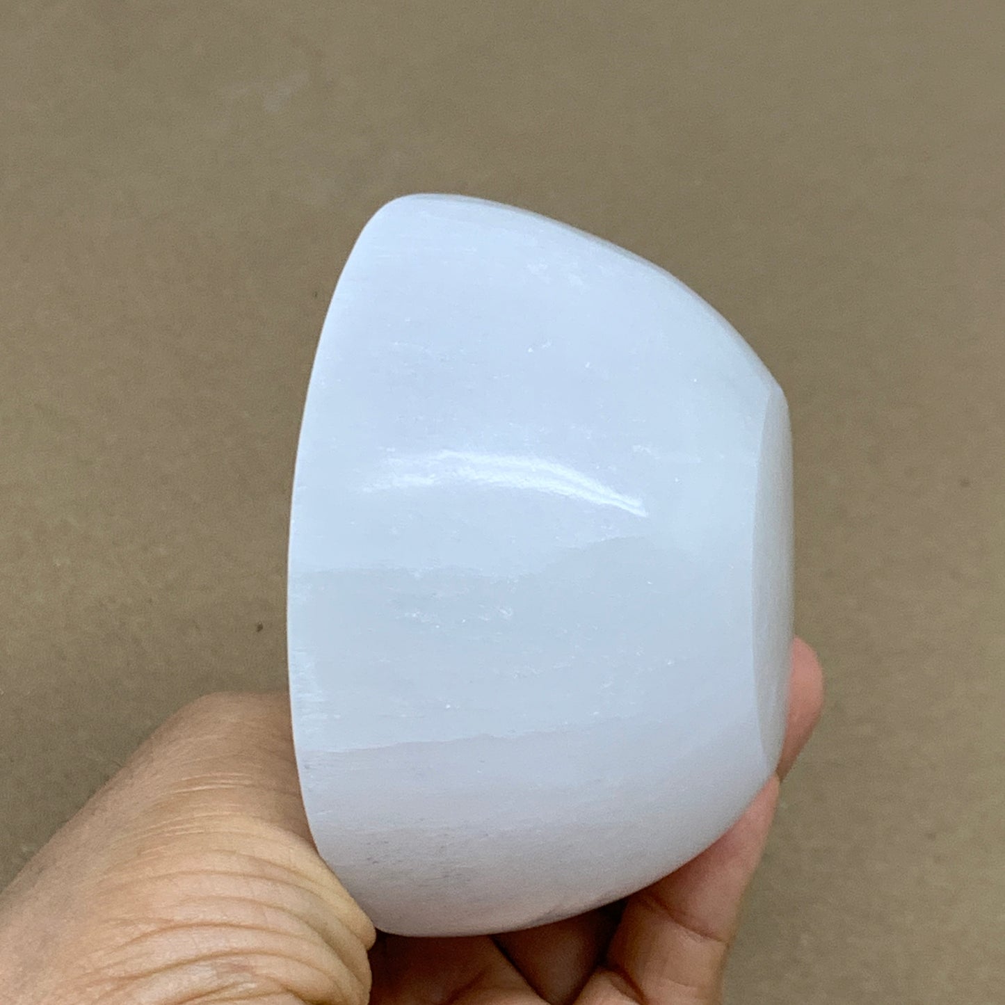 0.8 lbs, 3.3" Natural Round Selenite Bowl Crystals from Morocco, B35934